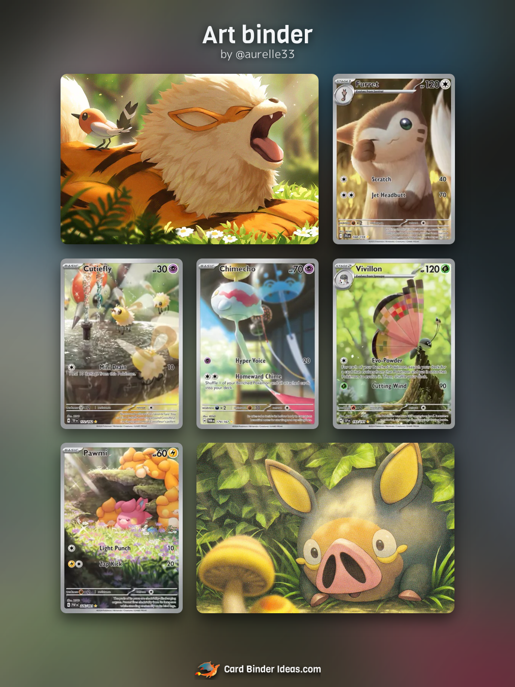 Art binder. Michi Method Pokémon card binder idea by @aurelle33.