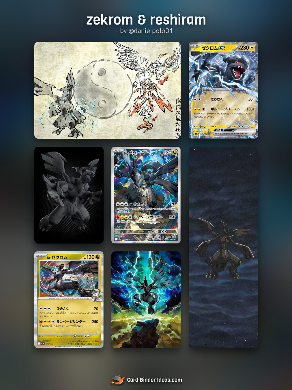 zekrom & reshiram. Michi Method Pokémon card binder idea by @danielpolo01.