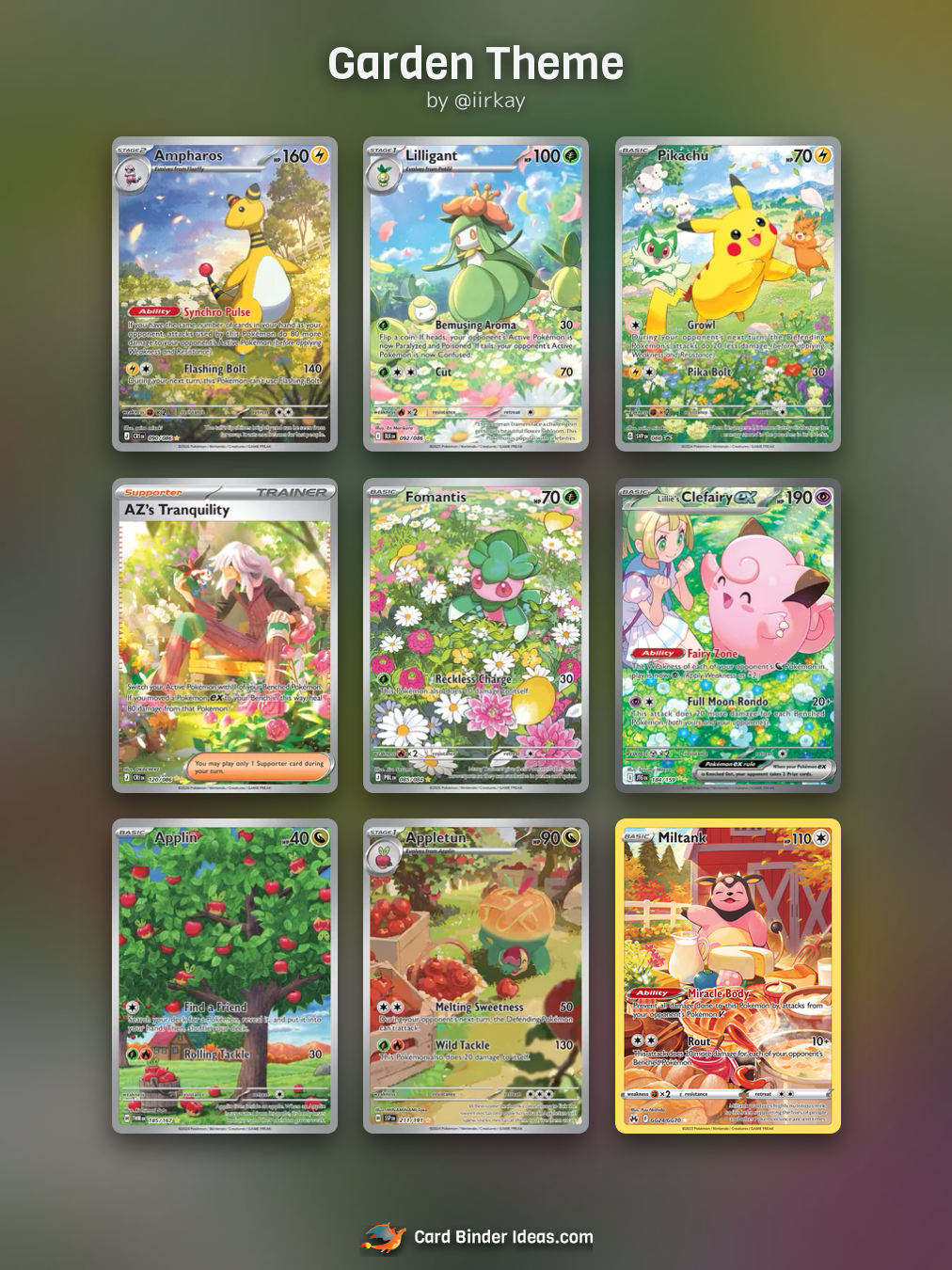 Garden Theme. Full Art Pokémon card binder idea by @iirkay.