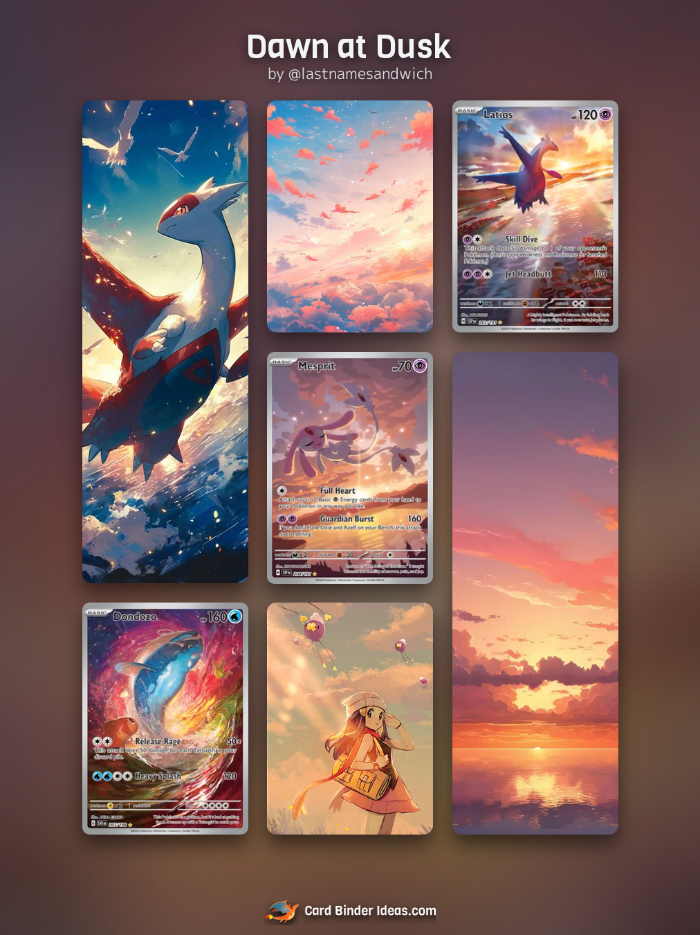 Dawn at Dusk. Michi Method Pokémon card binder idea by @lastnamesandwich.