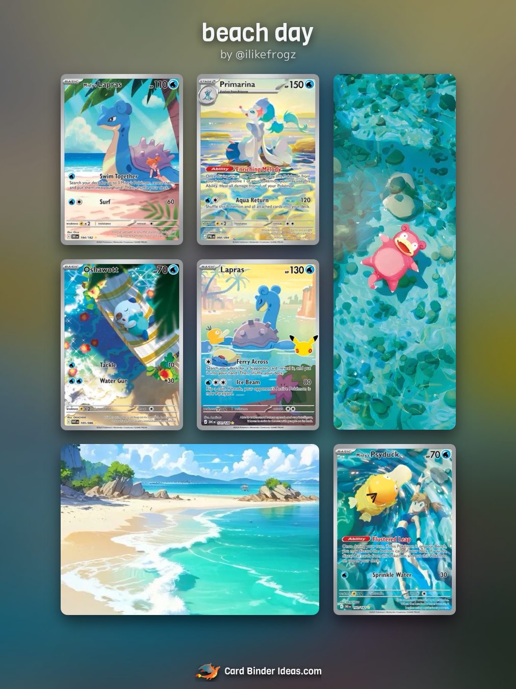 beach day. Michi Method Pokémon card binder idea by @ilikefrogz.