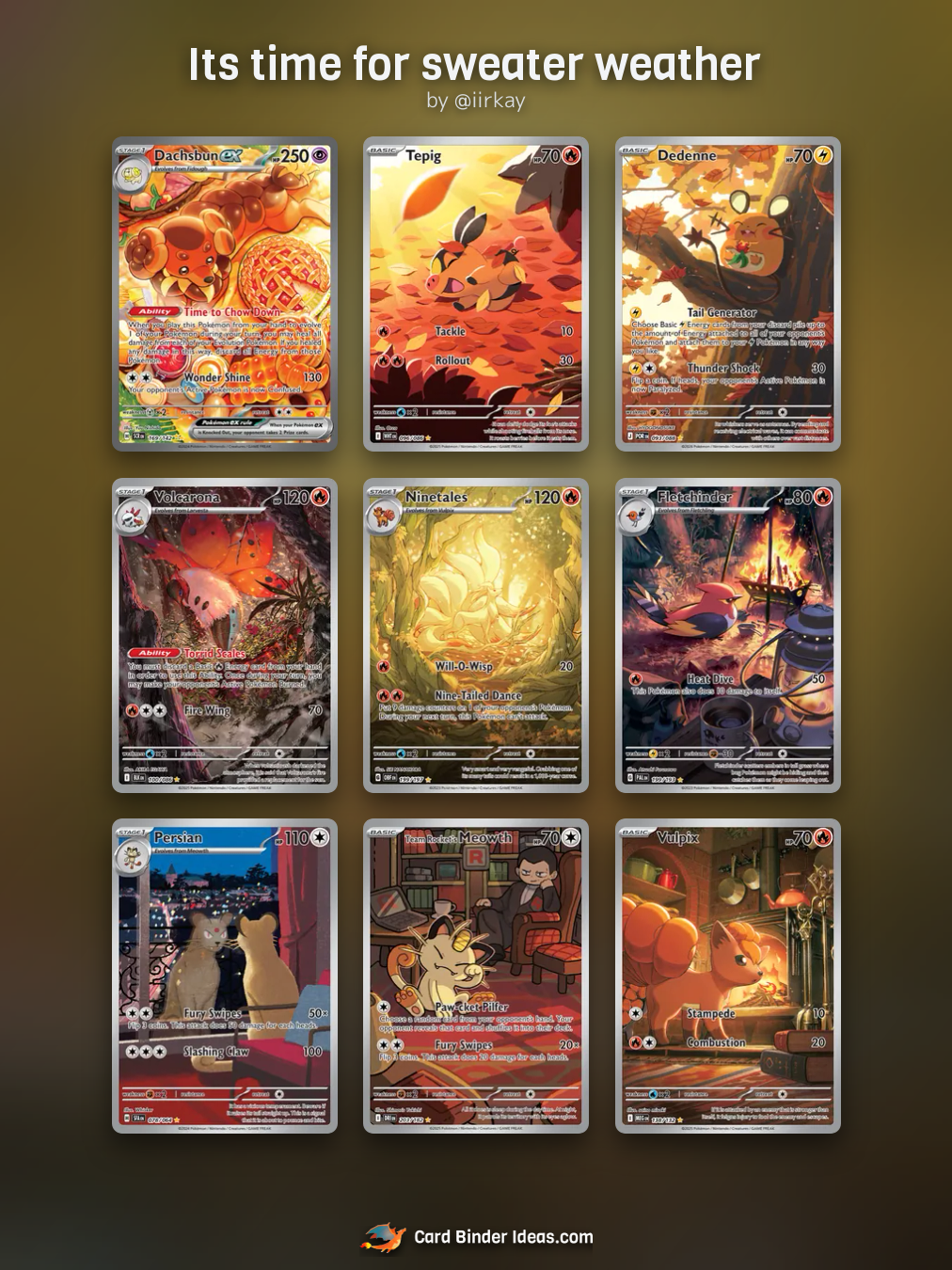 Its time for sweater weather. Full Art Pokémon card binder idea by @iirkay.
