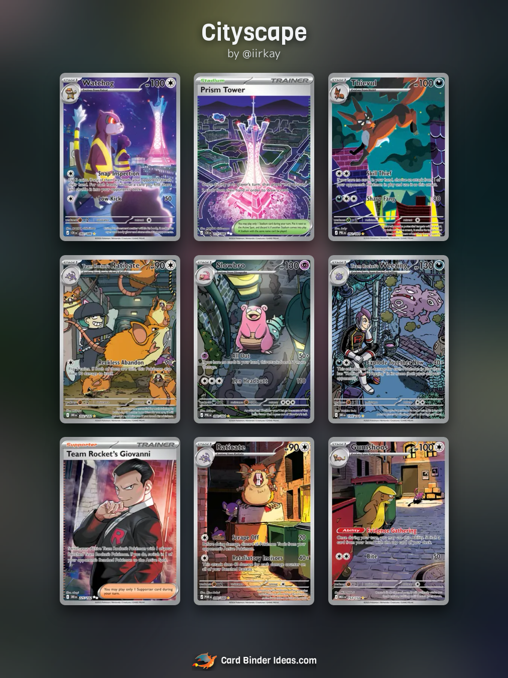 Cityscape. Full Art Pokémon card binder idea by @iirkay.