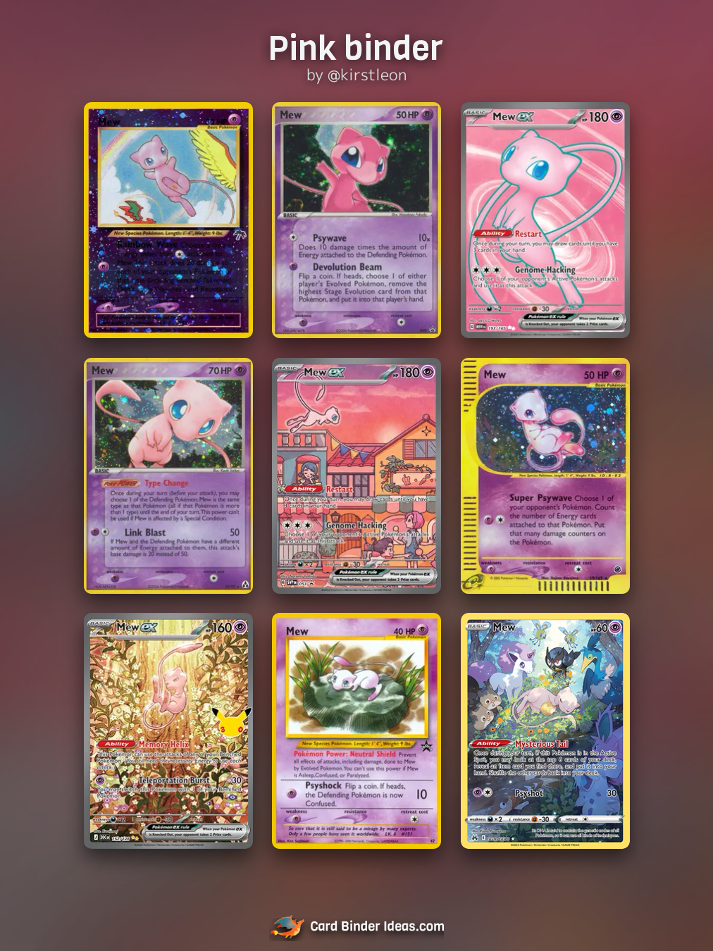 Pink binder. Pokémon card binder idea by @kirstleon.