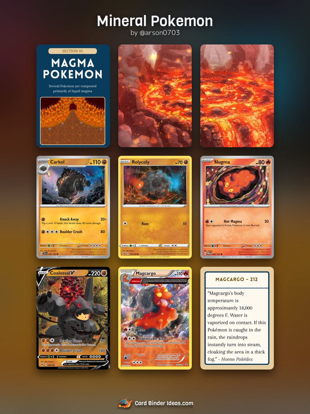 Mineral Pokemon. Michi Method Pokémon card binder idea by @arson0703.