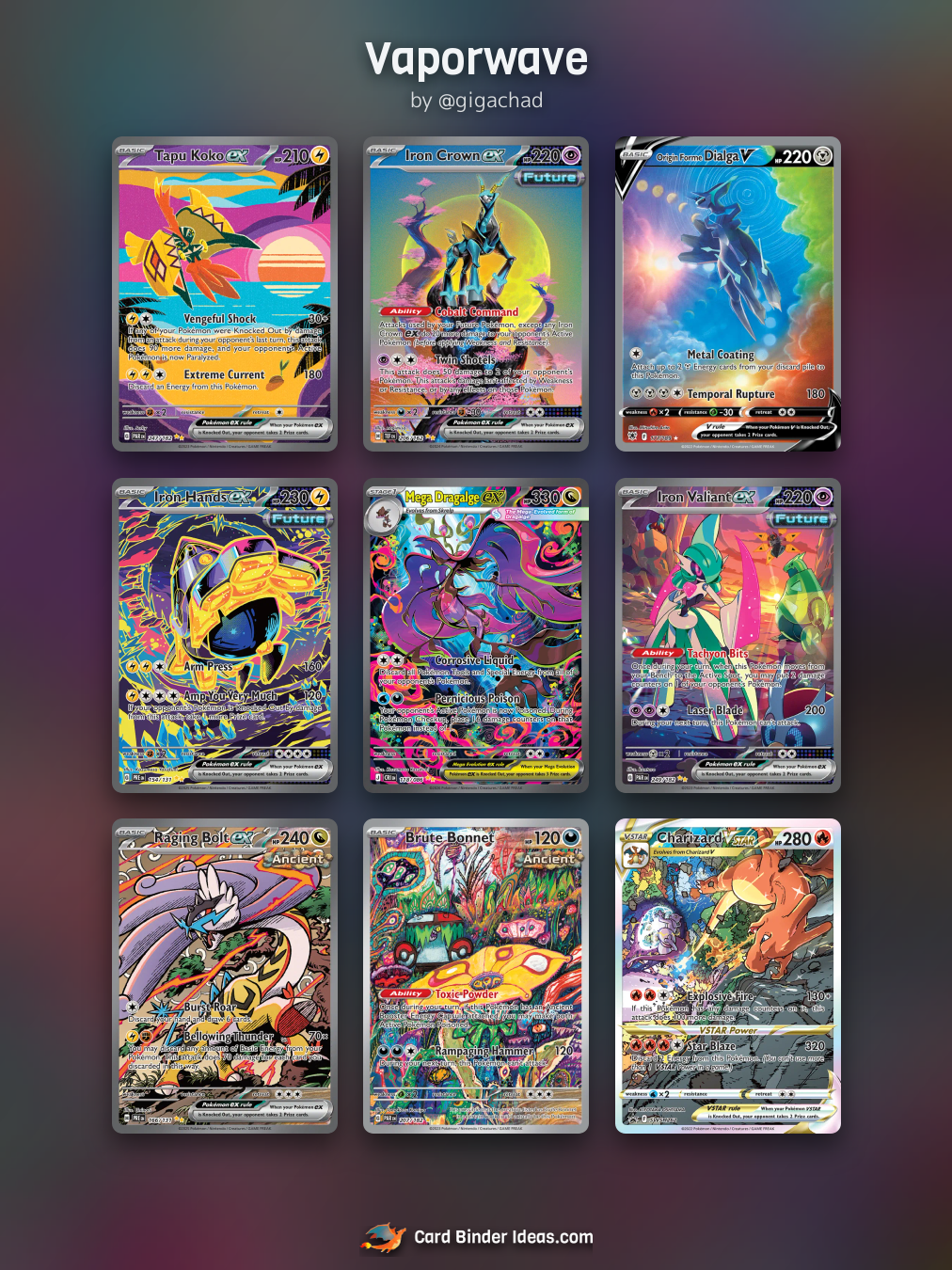 Vaporwave. Full Art Pokémon card binder idea by @gigachad.