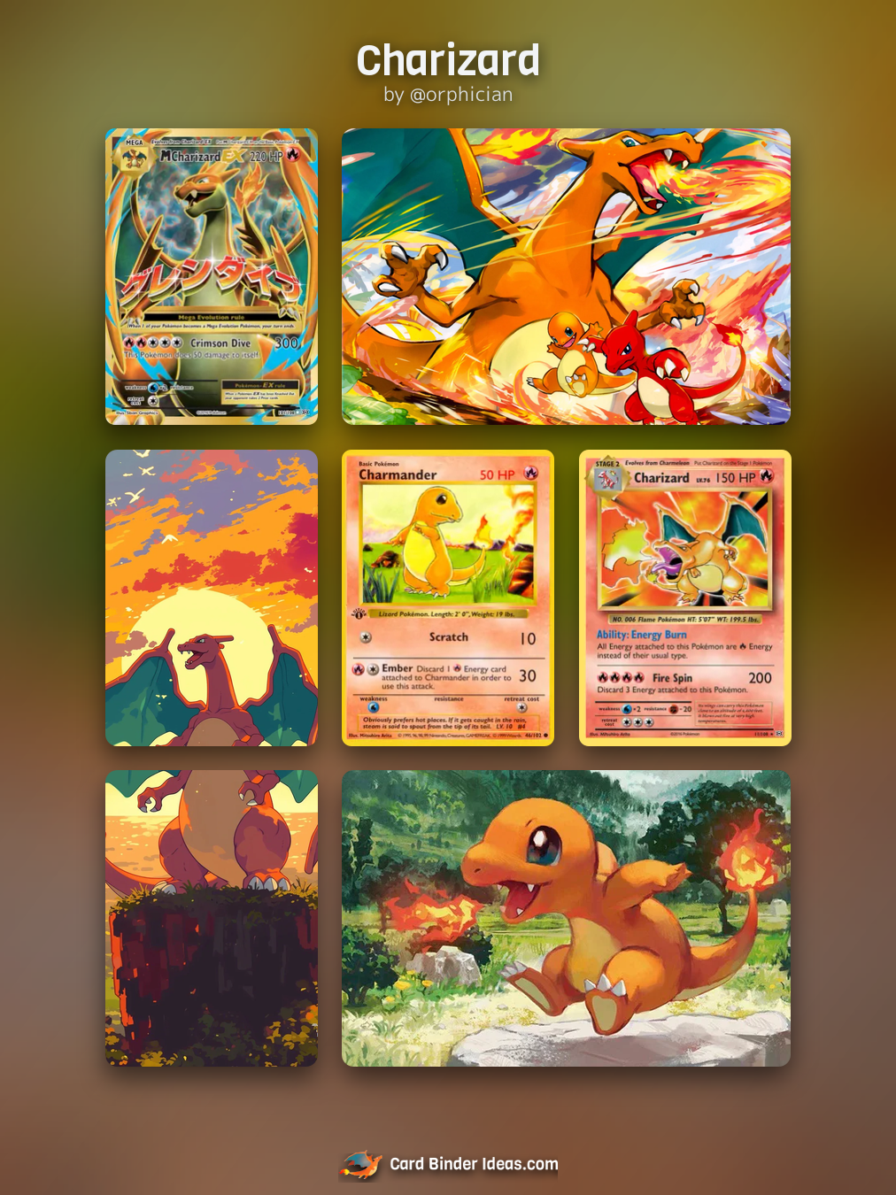 Charizard. Michi Method Pokémon card binder idea by @orphician.