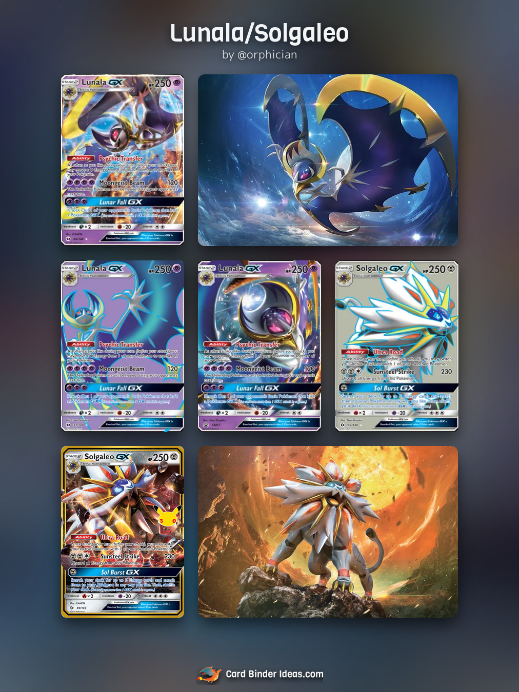 Lunala/Solgaleo. Michi Method Pokémon card binder idea by @orphician.