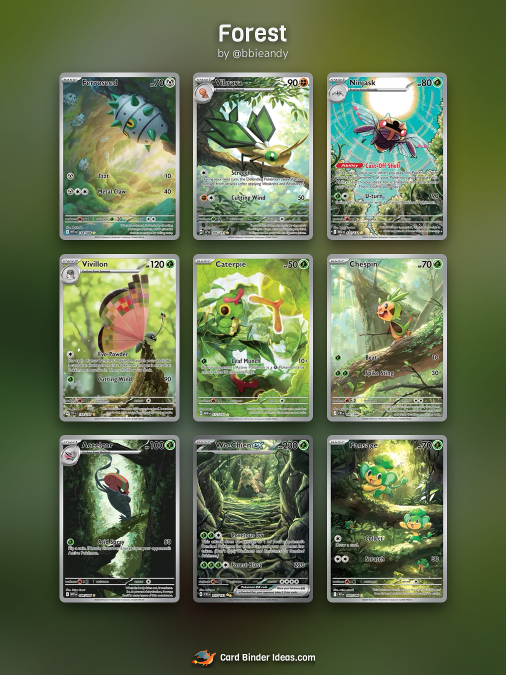 Forest. Michi Method Pokémon card binder idea by @bbieandy.