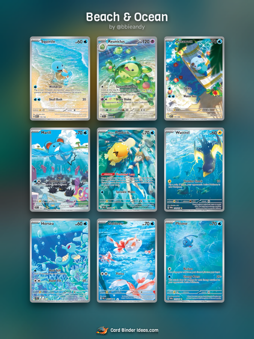 Beach & Ocean. Michi Method Pokémon card binder idea by @bbieandy.