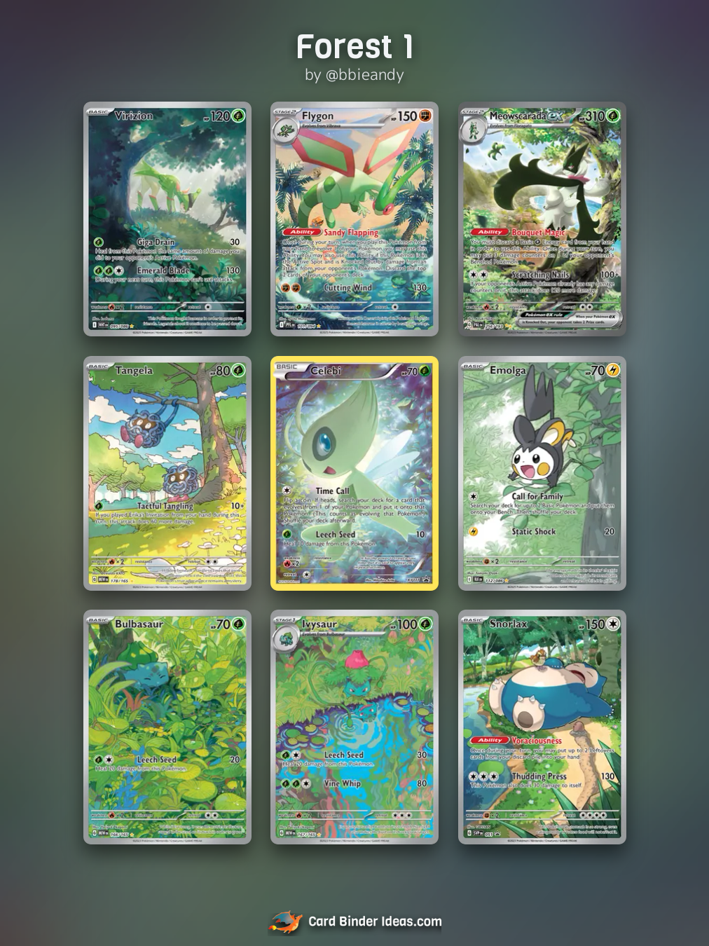Forest 1. Pokémon card binder idea by @bbieandy.