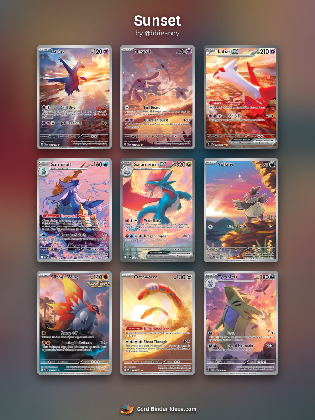Sunset. Michi Method Pokémon card binder idea by @bbieandy.