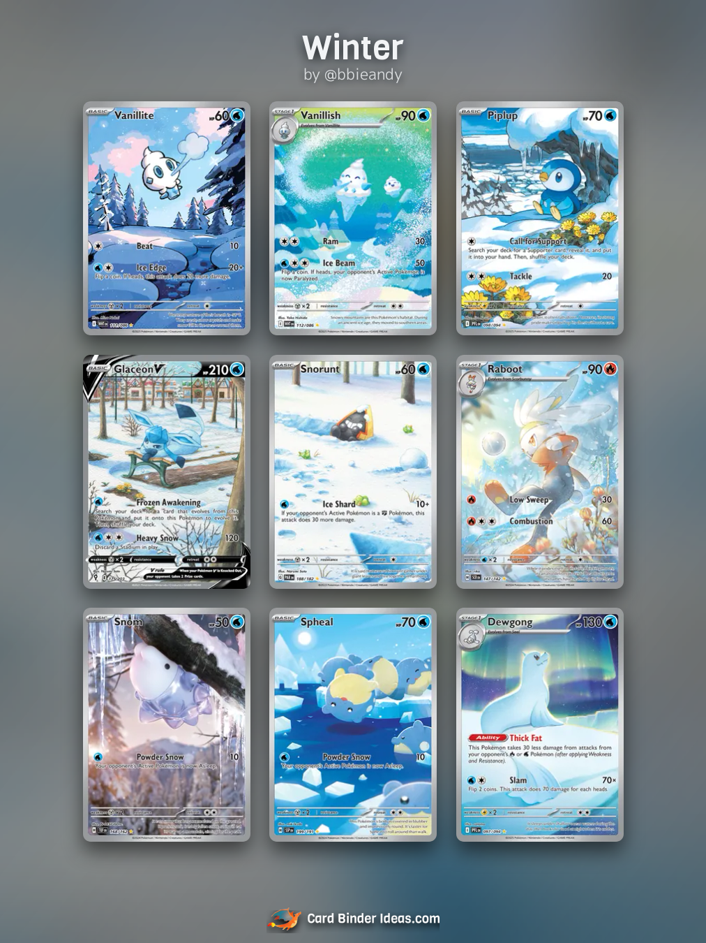 Winter. Michi Method Pokémon card binder idea by @bbieandy.