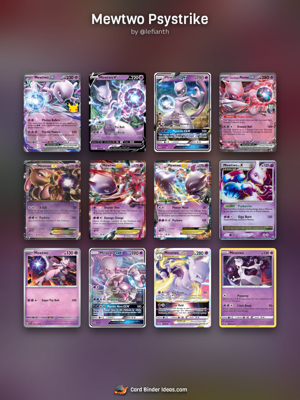 Mewtwo Psystrike. Pokémon card binder idea by @lefianth.