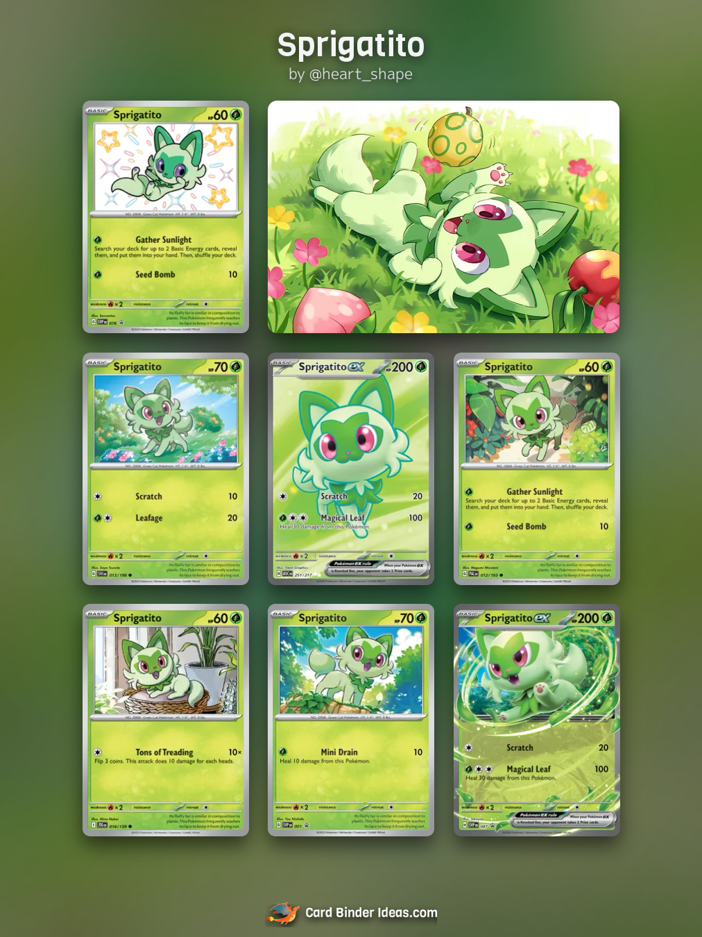 Sprigatito. Michi Method Pokémon card binder idea by @heart_shape.