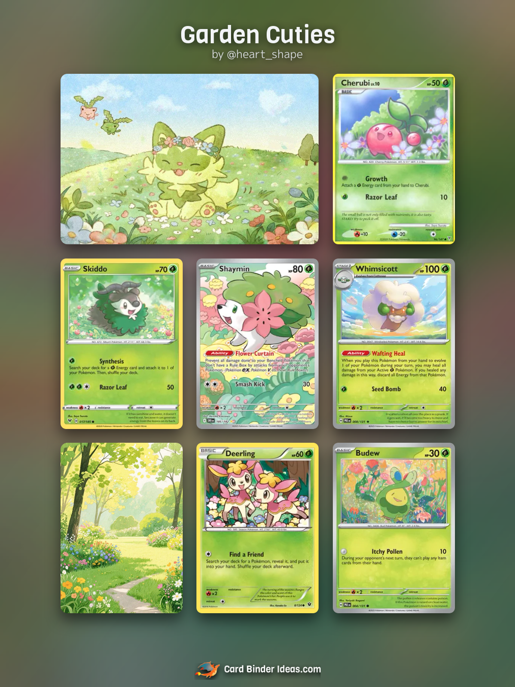 Garden Cuties. Michi Method Pokémon card binder idea by @heart_shape.