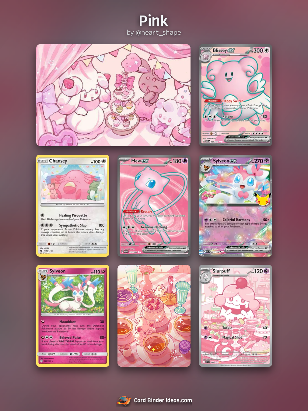 Pink. Michi Method Pokémon card binder idea by @heart_shape.