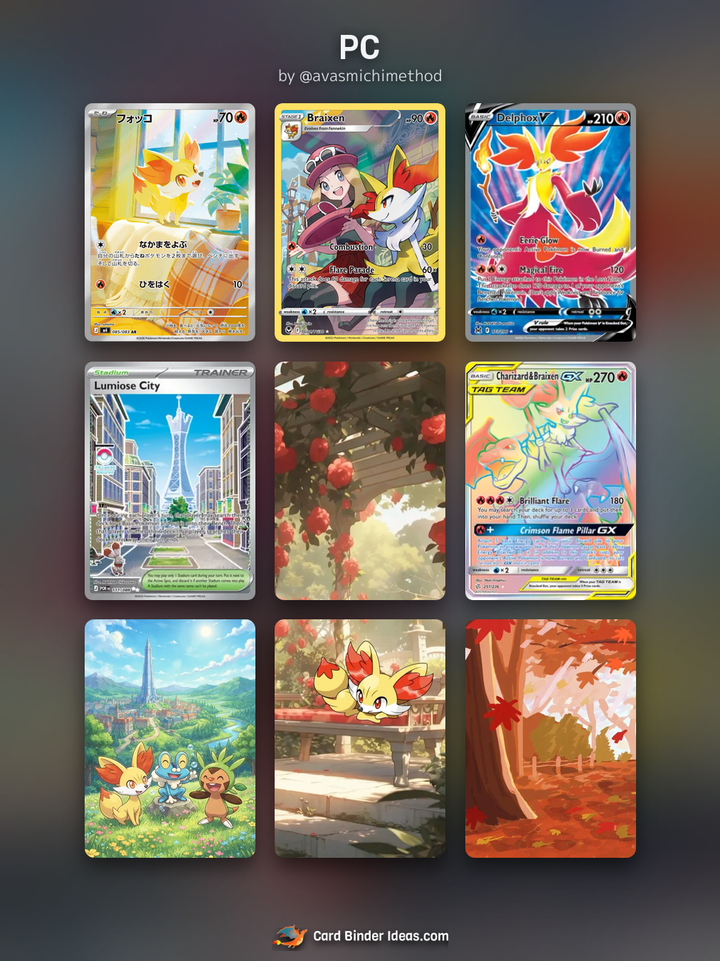 PC. Michi Method Pokémon card binder idea by @avasmichimethod.