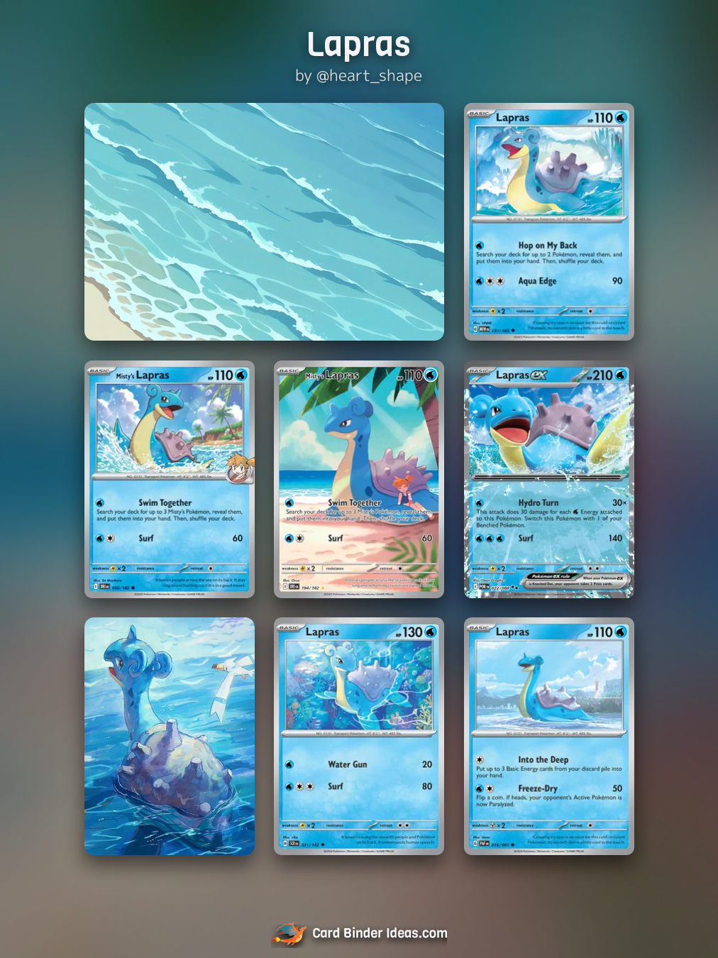 Lapras. Michi Method Pokémon card binder idea by @heart_shape.