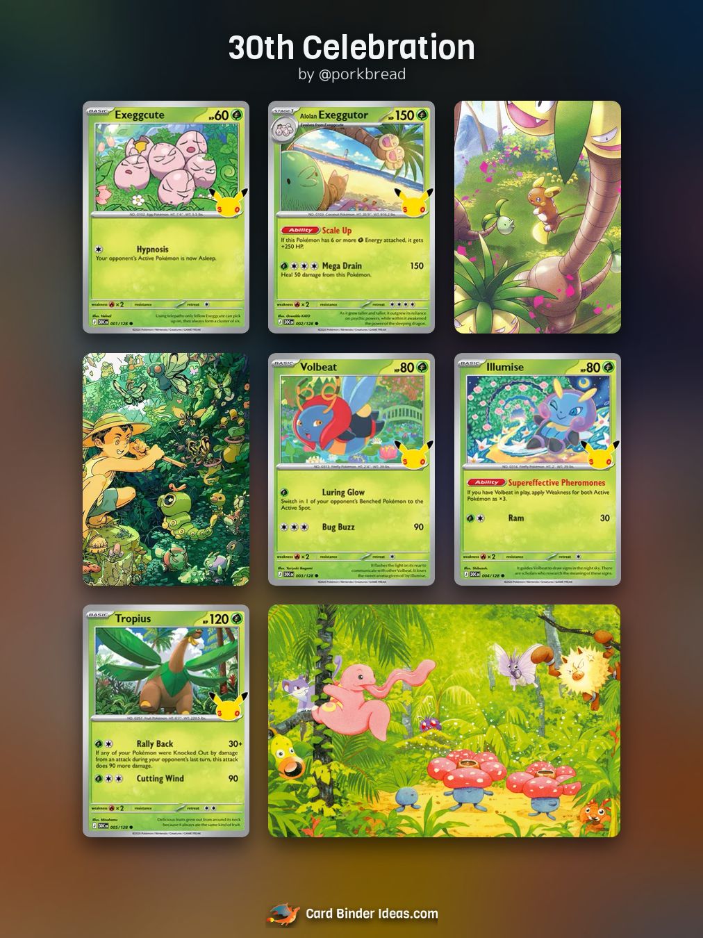 30th Celebration. Michi Method Pokémon card binder idea by @porkbread.