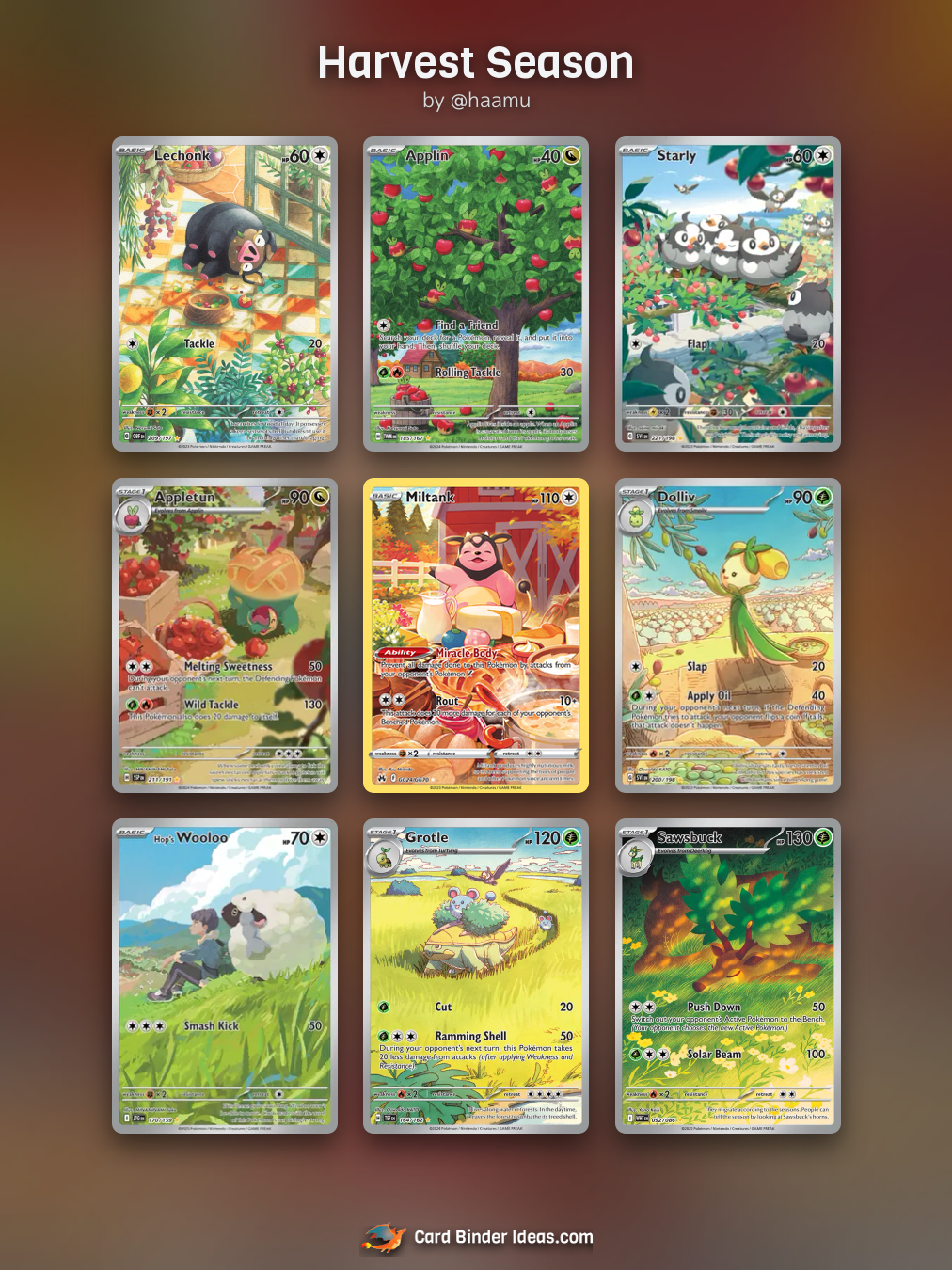 Harvest Season. Full Art Pokémon card binder idea by @haamu.