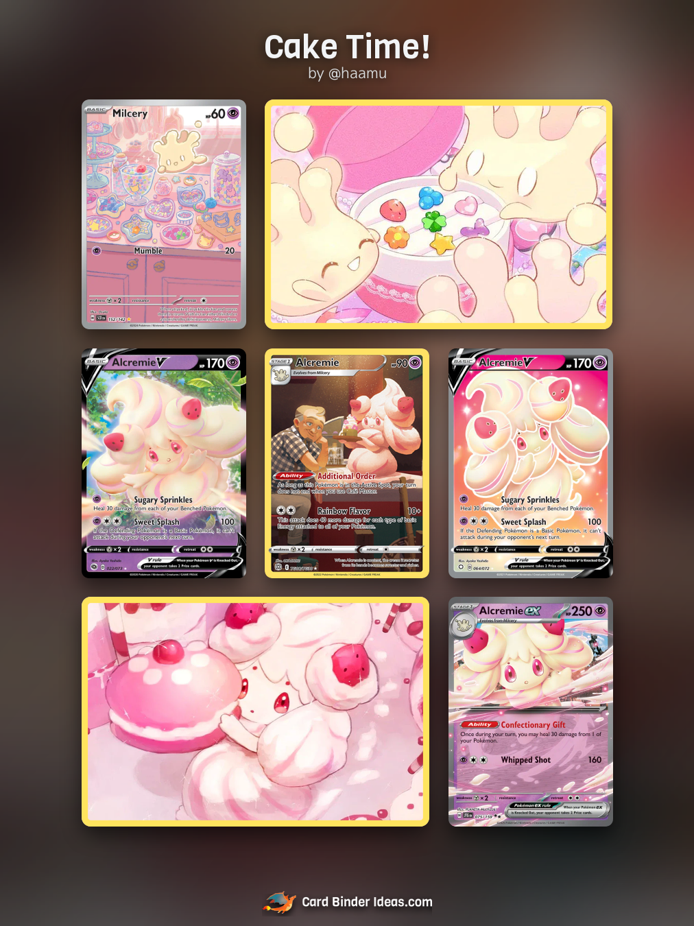 Cake Time! Michi Method Pokémon card binder idea by @haamu.