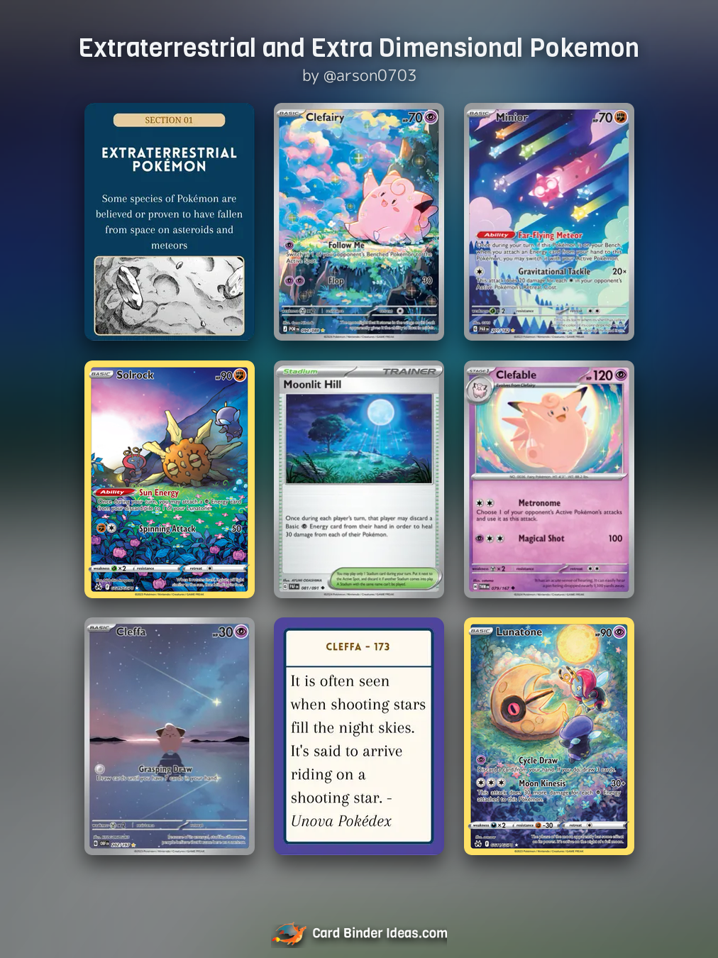 Extraterrestrial and Extra Dimensional Pokemon. Michi Method Pokémon card binder idea by @arson0703.