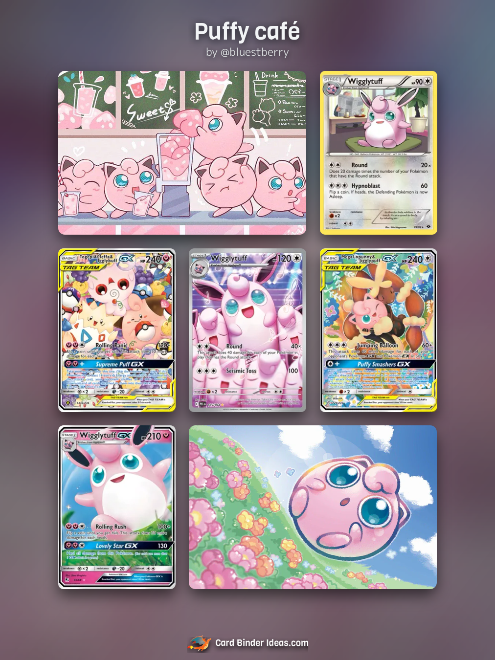 Puffy café. Michi Method Pokémon card binder idea by @bluestberry.