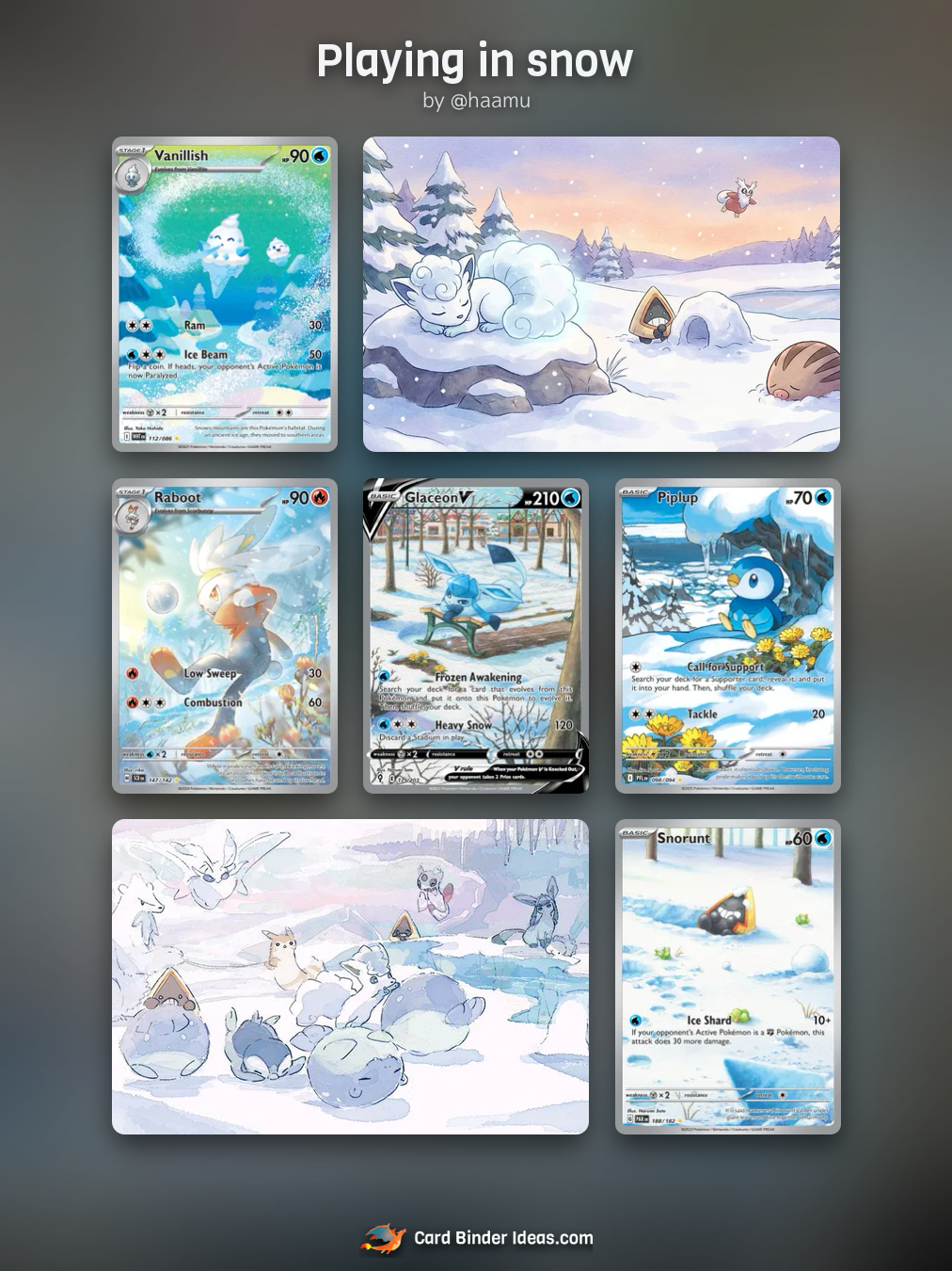 Playing in snow. Michi Method Pokémon card binder idea by @haamu.