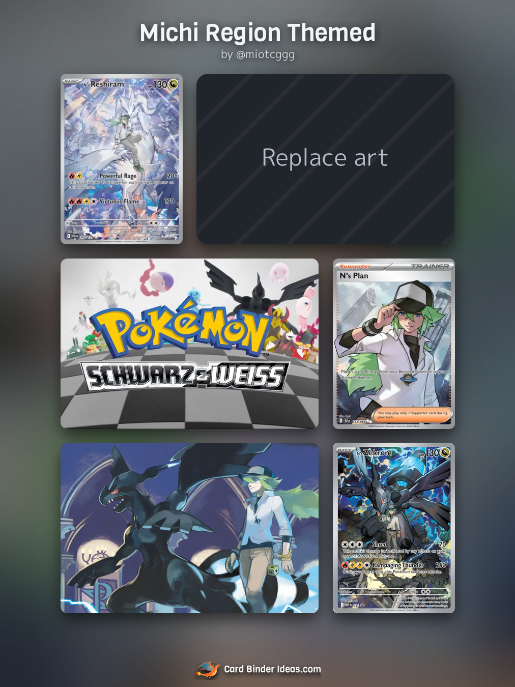 Michi Region Themed. Michi Method Pokémon card binder idea by @miotcggg.