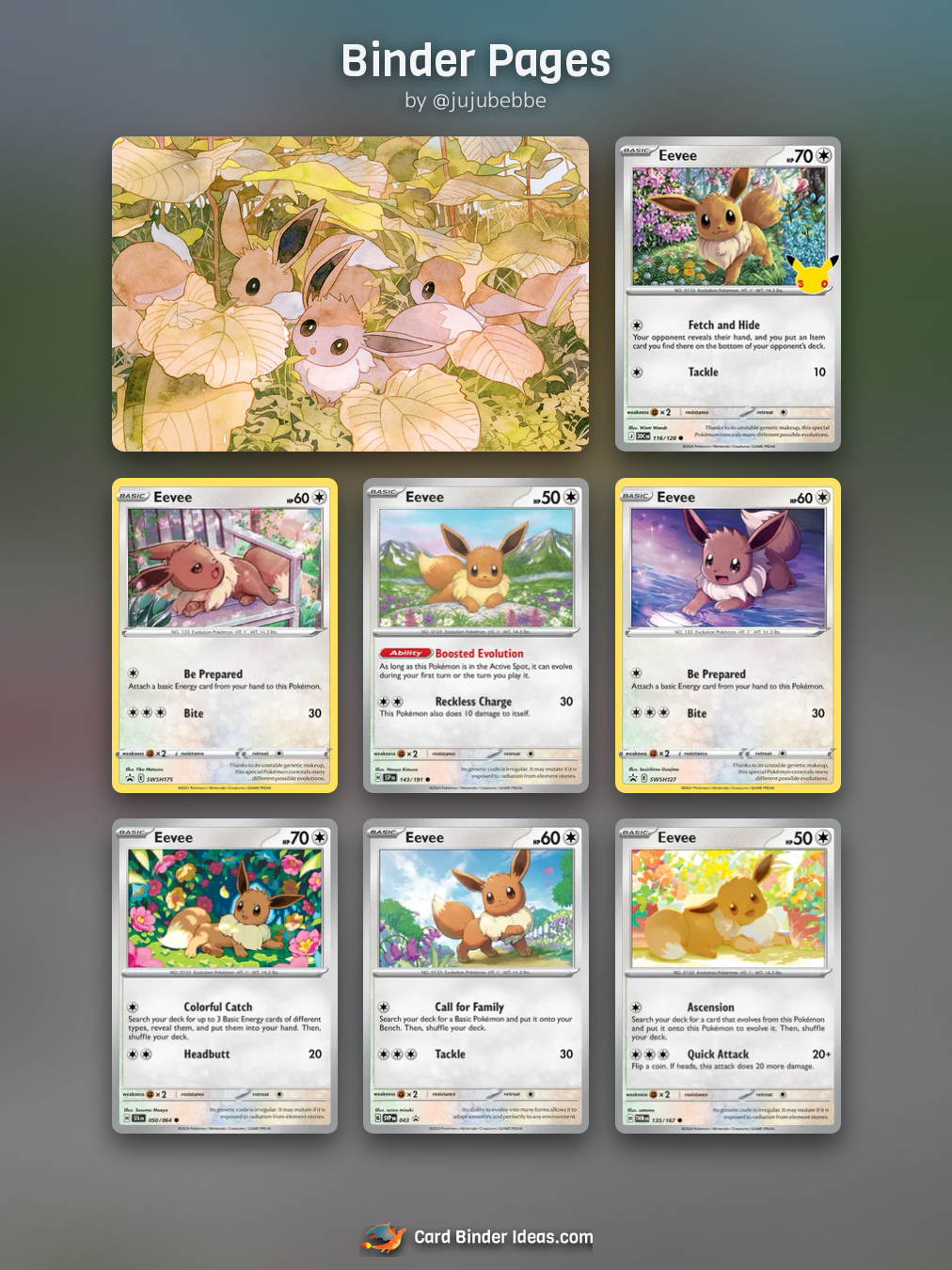 Binder Pages. Michi Method Pokémon card binder idea by @jujubebbe.