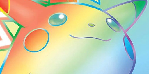 Pikachu drawn in bright rainbow colors for a color-themed Pokemon binder